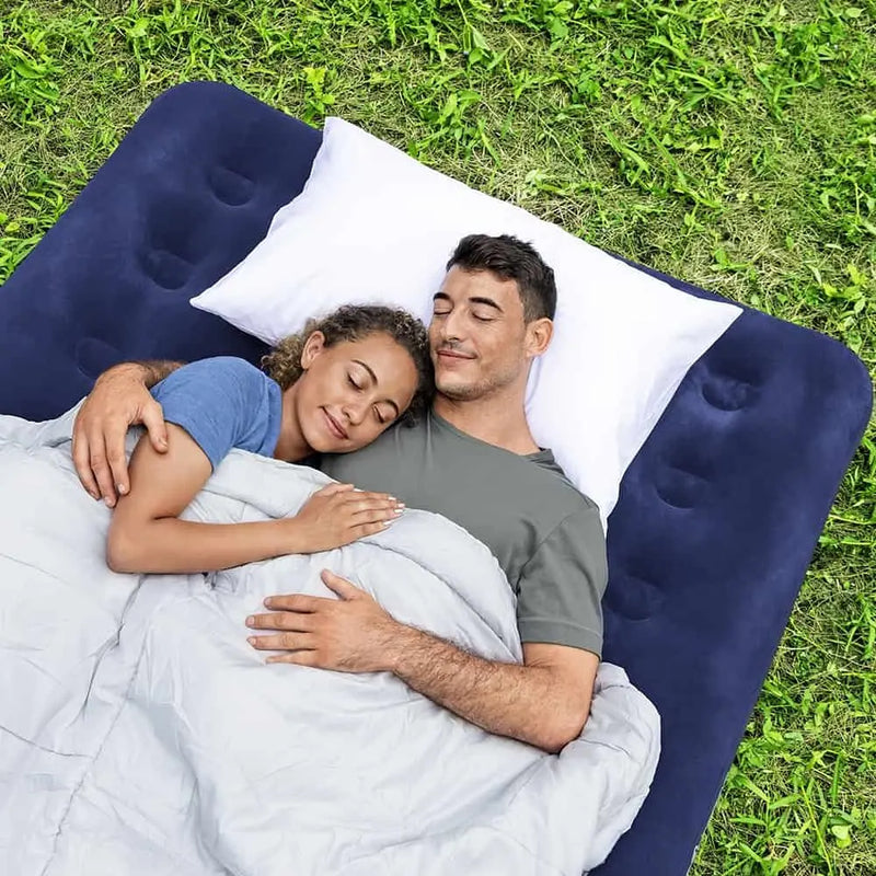 Colchão Camping Casal Inflável 300kg + Bomba de Ar Bestway – Azul